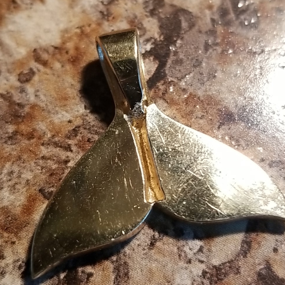 14kt Opal Whale Tail Pendant - Picture 2 of 5